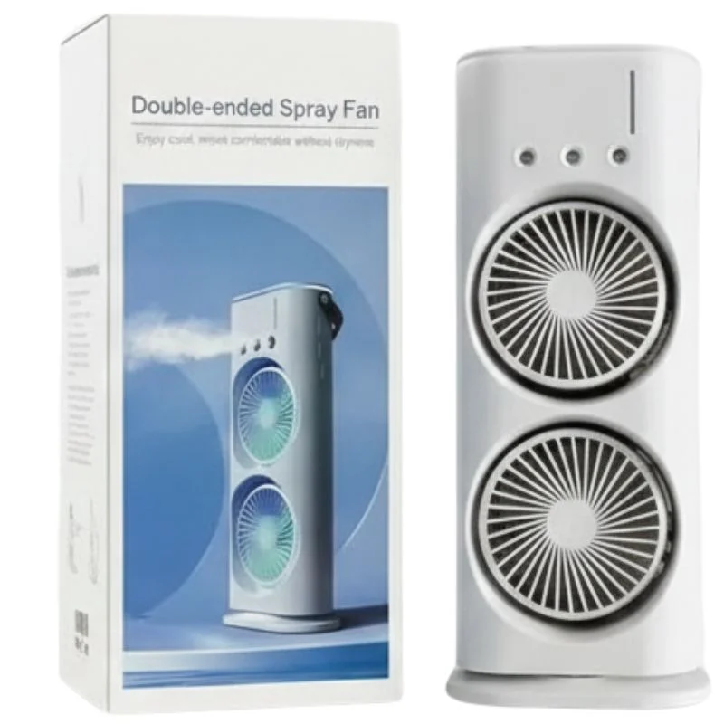 Mini Double Head Mist Fan with LED & Humidifier USB Cooler | Gadget Tray