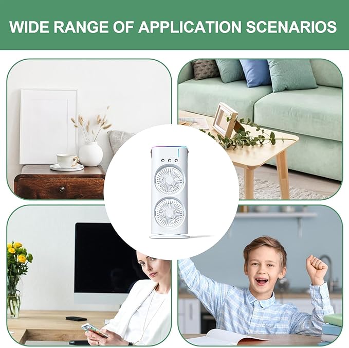 product-image-4 (2) Mini Double Head Mist Fan with LED & Humidifier USB Cooler | Gadget Tray - Image 5