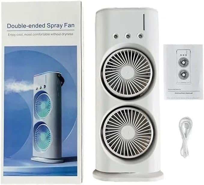 product-image-7 (2) Mini Double Head Mist Fan with LED & Humidifier USB Cooler | Gadget Tray - Image 7