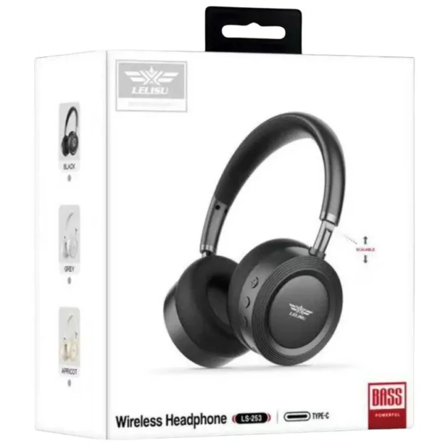 lelisu ls 253 wireless headphones bluetooth over ear with mic & type c | gadget tray