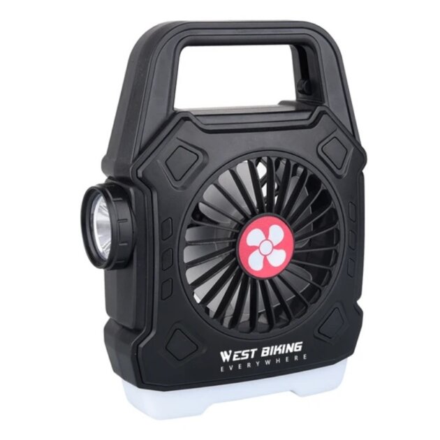 multipurpose rechargeable desk & camping fan with led light | gadget tray