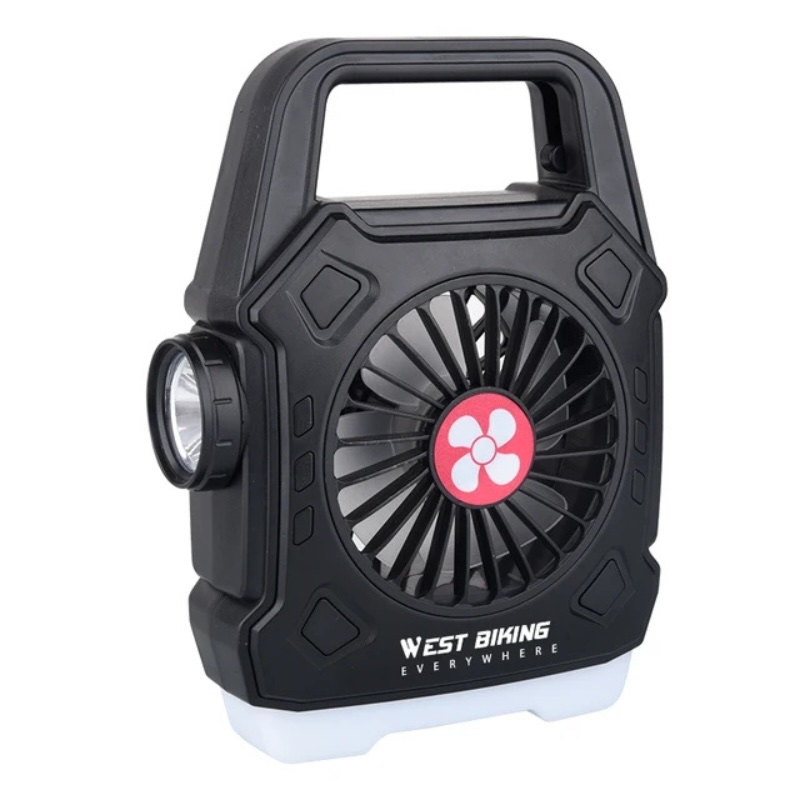 multipurpose rechargeable desk & camping fan with led light | gadget tray
