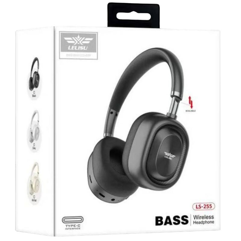 lelisu ls 255 bass wireless headphones bluetooth over ear with mic & type c | gadget tray lelisu ls 255 bass wireless headphones bluetooth over ear with mic & type c | gadget tray