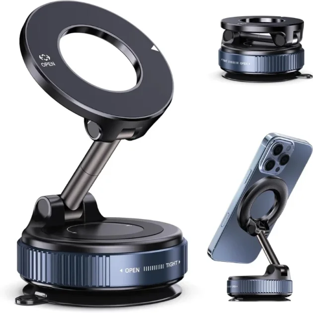 Foldable Magnetic Car Phone Holder 360° Suction Mount | Gadget Tray