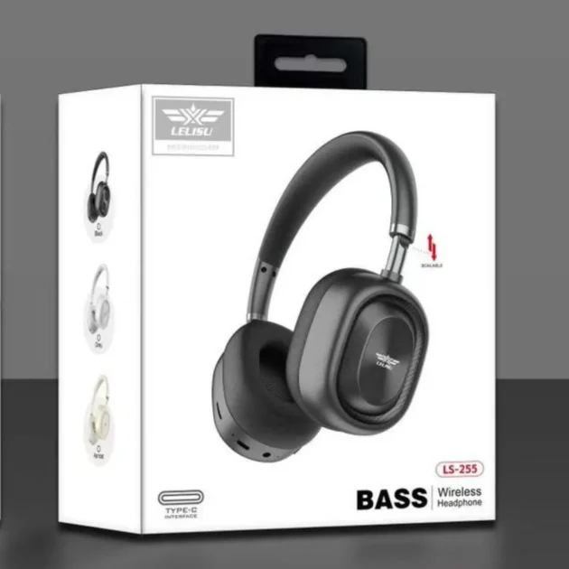 lelisu ls 255 bass wireless headphones bluetooth over ear with mic & type c | gadget tray