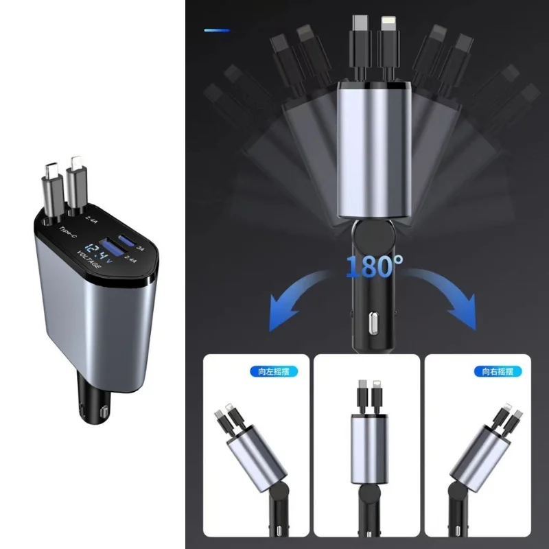 product-image-3 (1) 4-in-1 Retractable Car Charger 100W USB-C PD & Dual USB | Gadget Tray - Image 3