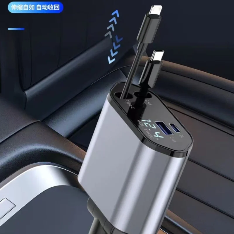 product-image-4 4-in-1 Retractable Car Charger 100W USB-C PD & Dual USB | Gadget Tray - Image 2