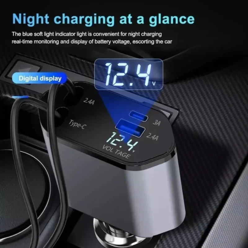product-image-5 (1) 4-in-1 Retractable Car Charger 100W USB-C PD & Dual USB | Gadget Tray - Image 7