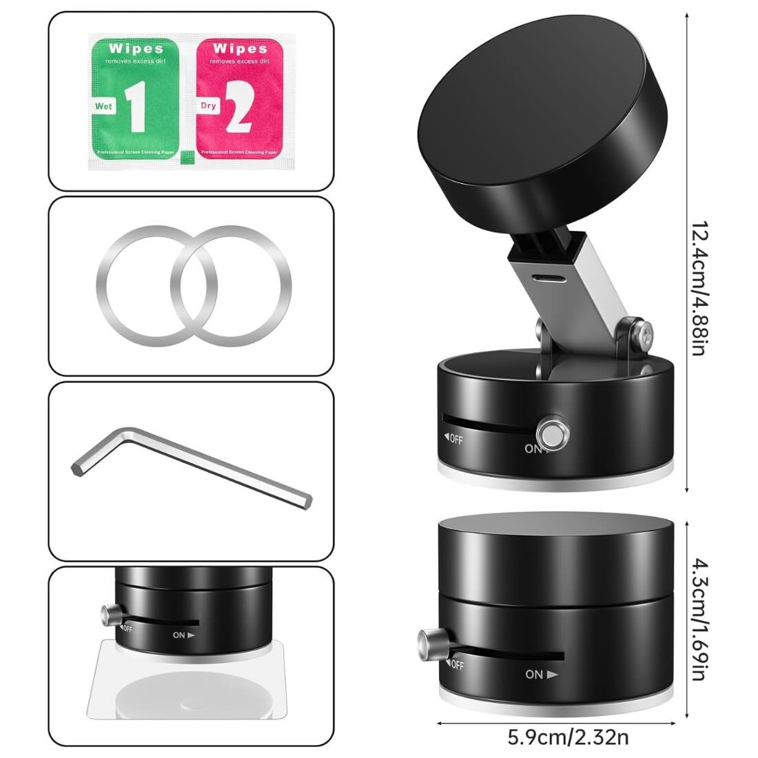 Product Image - 6 Magnetic Wireless Phone Holder Foldable Suction Mount | Gadget Tray - Image 2