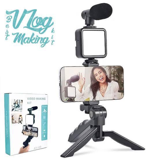 y 49 video making kit | all in one vlogging tripod set with mic, led light & remote